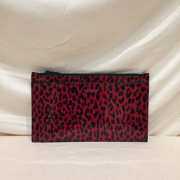 Yves Saint Laurent Leopard Patent Zip Clutch Sku# 71986 - Picture 2 of 9